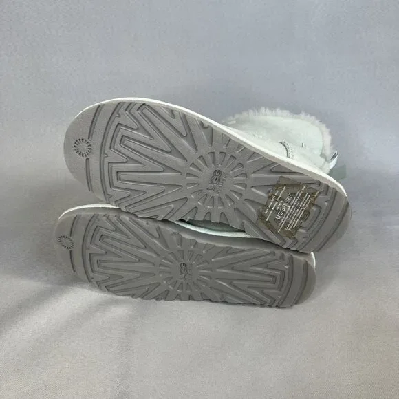 Womens Ugg Boots Sz 8 Ice Blue Bailey Bow Mini Suede Sherpa Coquette Festival - Picture 13 of 13